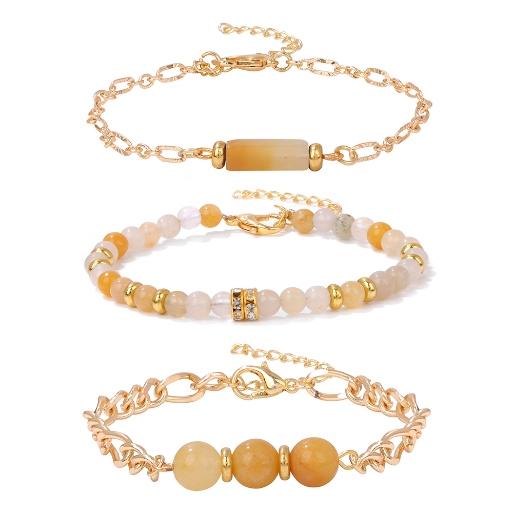 Pcs Set Natural Rose Quartzs Bracelets for Women Reiki Bracelet Gold Color Adjustable Chain Healing Yoga Bangle Gifts 5