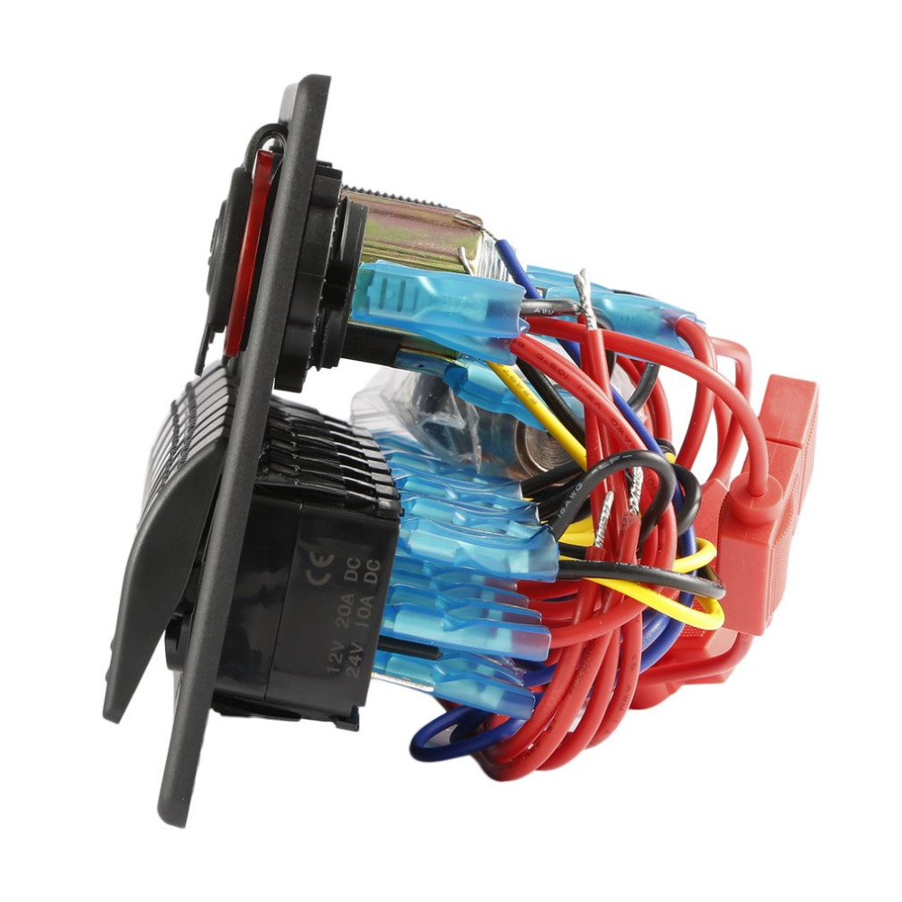 Waterproof Panel Dual USB Socket Car Charger LED Voltmeter Power Outlet Switch Truck Trailer Camper Motorhome Marine Boat