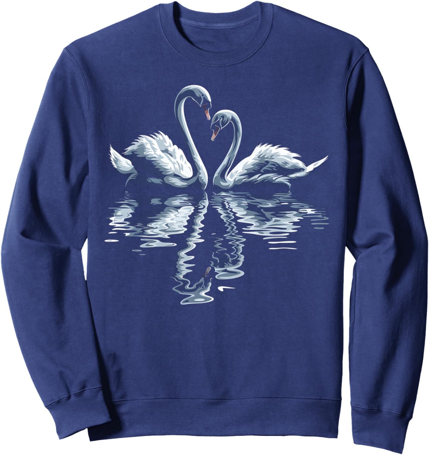 Long Sleeve Shirts for Men sweatshirt Swans Heart Shape Water Reflection Romantic Art Graphic Tees Sweatshirt T shirt Tee Streetwear Casual tops cloth