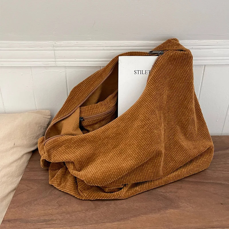 Hylhexyr Womens Crossbody Messenger Bag Large Capacity Shoulder Bags Casual Corduroy Tote Handbag Solid Color With Zipper 241111