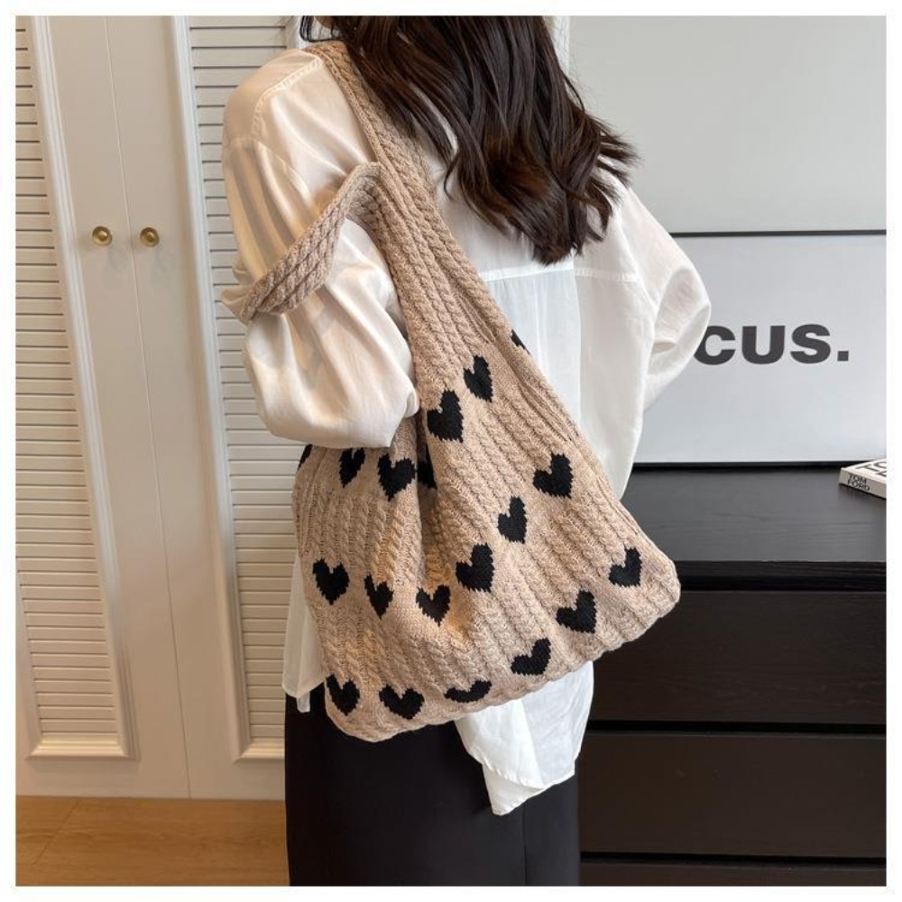 Knitted Handbags Female Large Capacity Casual Totes Women's Beach Shoulder Bag Purses Hollow Woven Shopping Handbag
