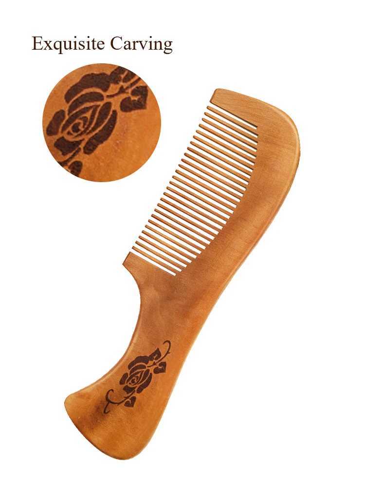 Natural peach wood comb anti-static wide tooth hair comb hair massage hair care comb hair stripping portable W241112
