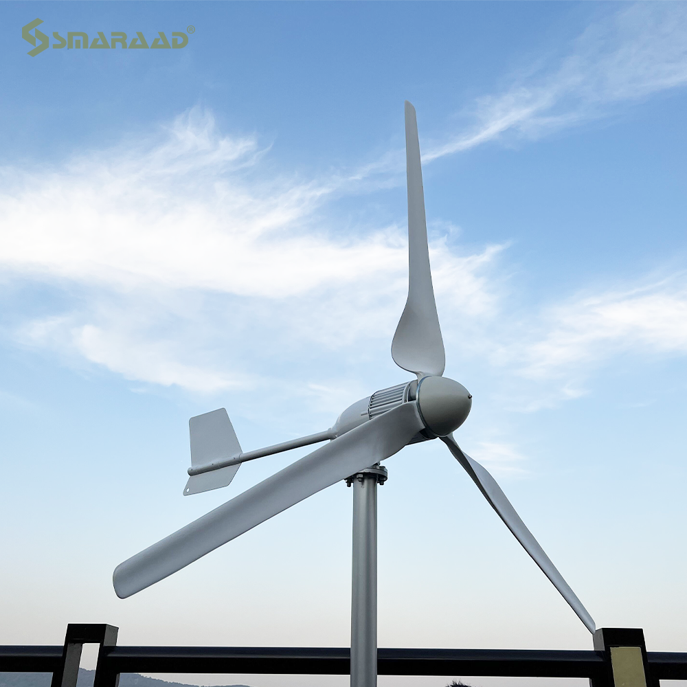 SMARAAD More Powerful 5000W Horizontal Wind Turbine Generator Windmill With Free MPPT Charger Controller and Off Grid Inverter