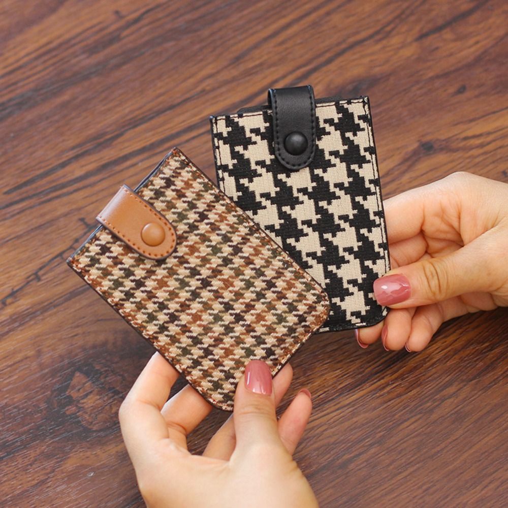 New Houndstooth Leather Slim for Holders Wallets Card Bag Women Classy Coin Purse Clutch Pouch