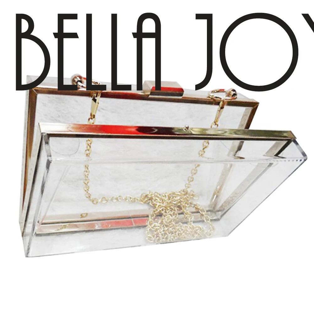 BELLA JOY Acrylic Transparent Women Clutch Bag Chain Women Messenger Bag Evening Bag Handbag Chain Shoulder Bag 241112