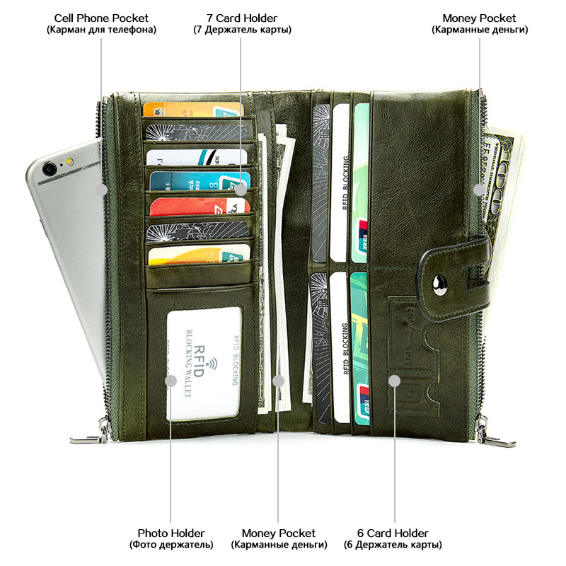 Newsbirds Leather Women's Wallet Genuine Female Clutch Long Womens s and Purses Cash Money Bag Coin Purse 884d3