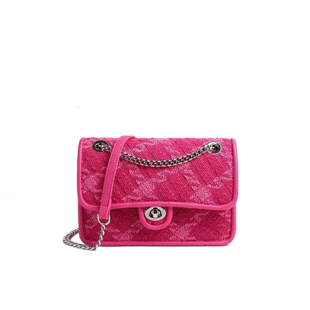 2024 women's high-grade textured buckle dia chain small square bag single shoulder crossbody handbag woman