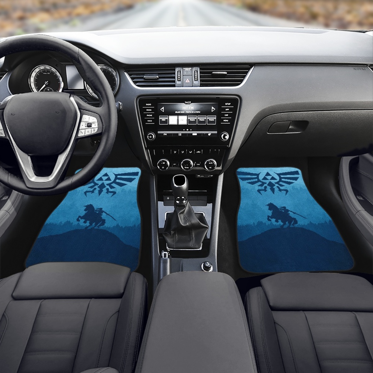 Sky Blue Medal Horse Print Car Floor Mat Brand Design High Quality Automobile Carpet Cover Dirt Resistant Vehicle Rug Hot Sales