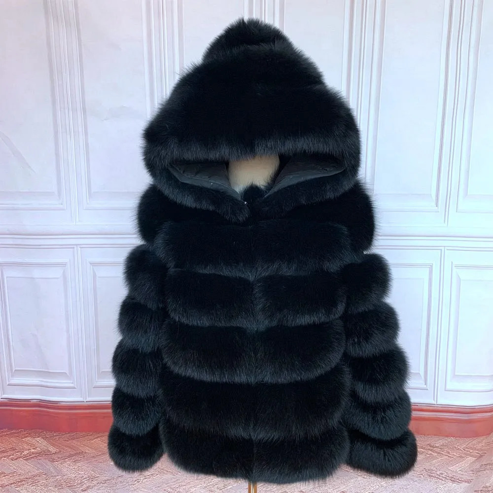 Fur Coat Womens Winter Coats Overcoat Female Jackets For Women Long Sleeves Hood womans Real fur coats Clothing 241112