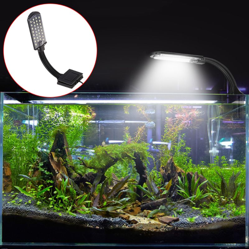Aquarium LED Clamp Light High Brightness White & Blue Lighting Energy Saving 32 Beads Small Lamp for Nano Fish DropShipping