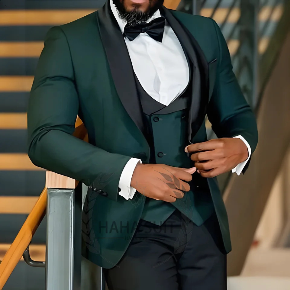 Mens Suit Slim Fit Tailored Tuxedo 3-Piece Set Wedding Party Formal Occasion Clothing 241111