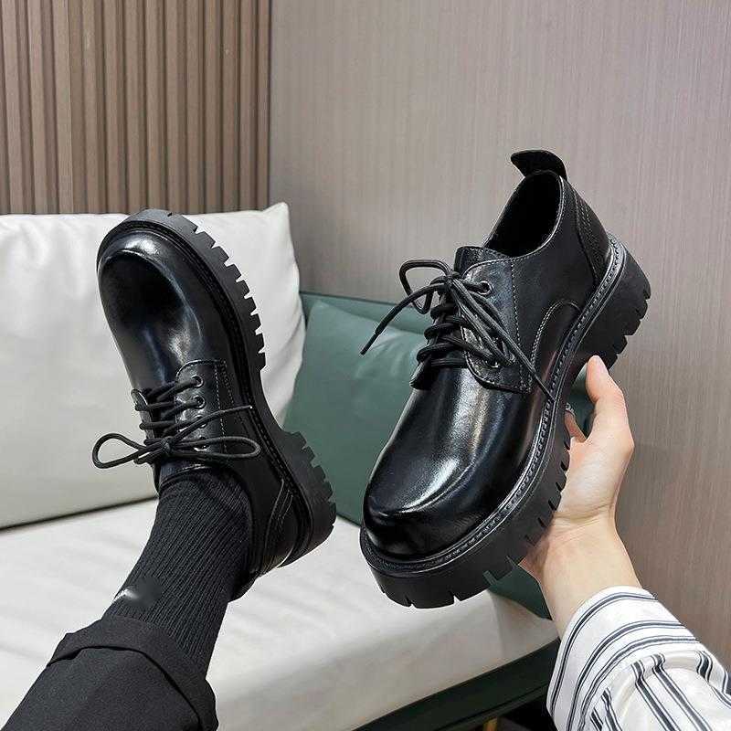 Men Dress Shoes White Leather Shoes Mens Thick Soles Single Shoes Mens Large Business Dress Casual Shoes Round Toe Leather Shoes 241009