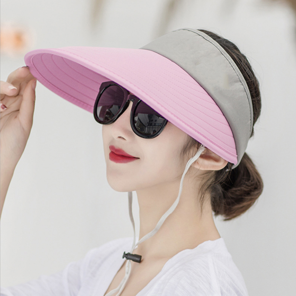 Casual Women Men Wide Brim Portable Adjustable Sun Visor Beach Cap Sports Golf Hat