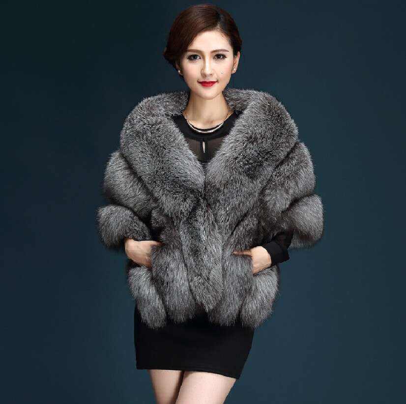 shanshi fur coat women imitation fox fur grass shawl winter thick women's coat luxurious cloak top