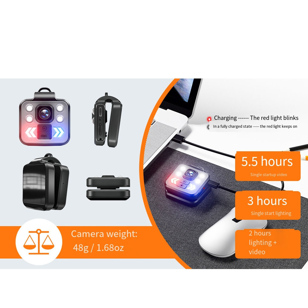 Mini Body Camera Head-mounted Video Recorder LED 1080P Cam Outdoor 797a4