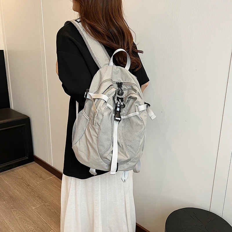 LEFTSIDE Womens Large Nylon Backpack Y2K Korean Fashion Womens Solid Color Backpack Womens Travel Backpack 241111