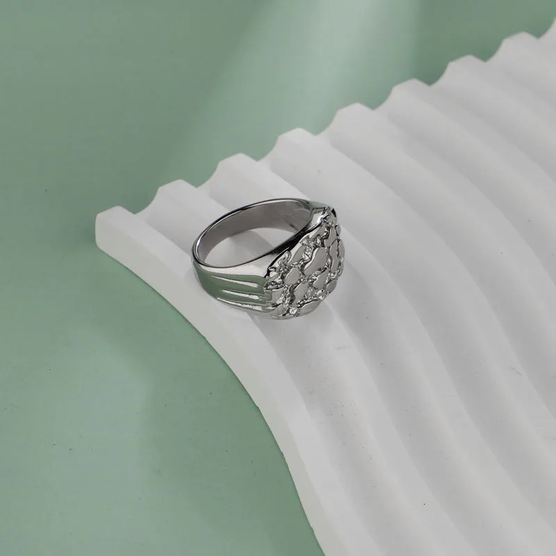 1PC Stainless Steel Mens Nugget Ring Hip Hop Fashion Jewelry Gifts 241112