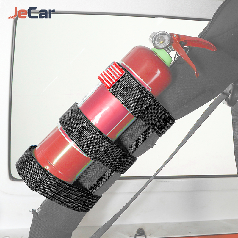 JeCar Universal ABS Oxford Cloth Car Fire Extinguisher Tie Roll Bar Jeep Wrangler JK JKU JL TJ CJ Auto Interior Accessories 1726d