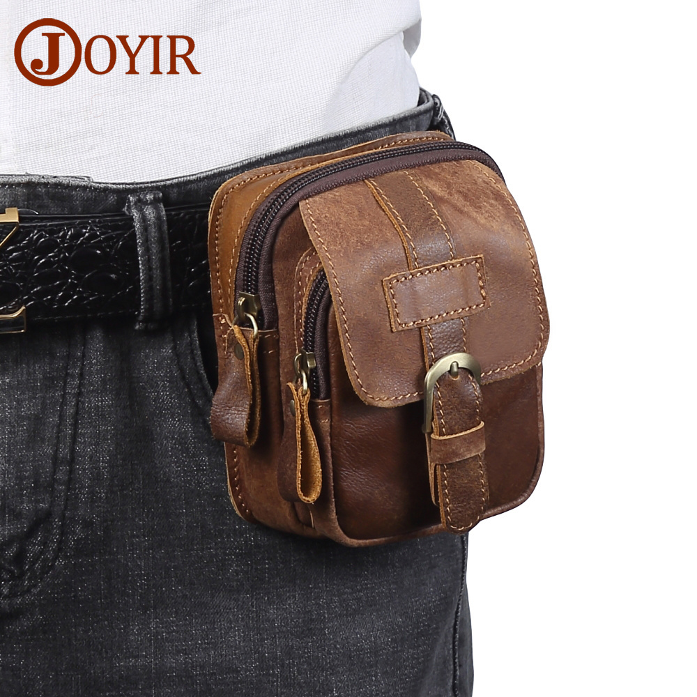Packs For Waist Men Zipper Men's Genuine Leather Hip Bag Travel Fanny s Pack Male Small s for man 51003