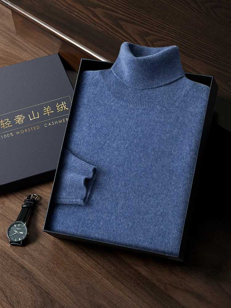 Choose Mens Turtle Neck Cashmere Pulling Flower 00% Cashmere Knitted Sweater Basic Solid Intelligent Leisure Jumping Mens Top Autumn Winter W2411111