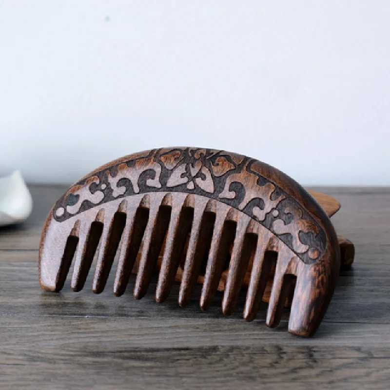 Handmade sandalwood hair comb anti-static hair removal wood comb fine and wide toothed wood comb W241112