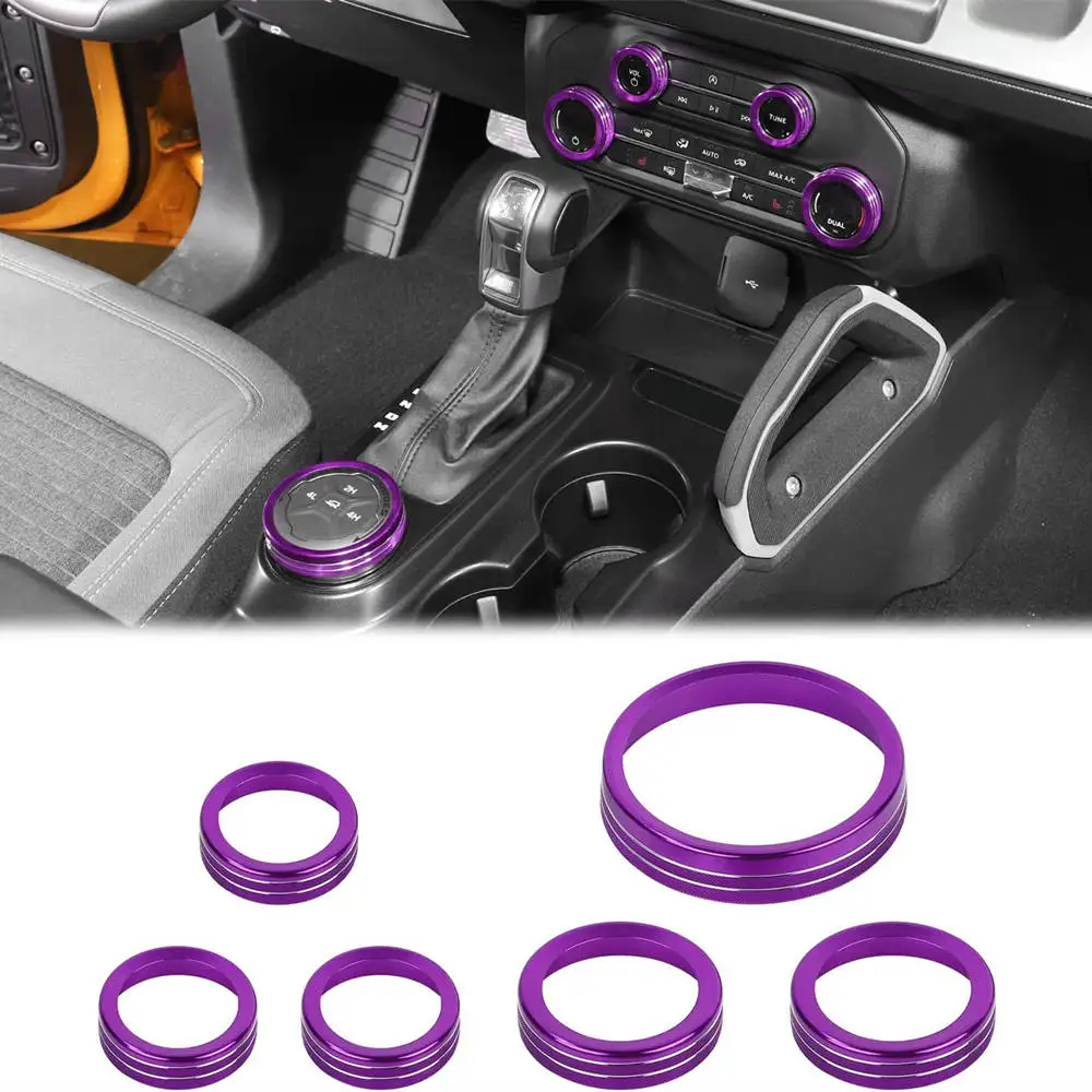 6PCS/SET Gear Cover Air Conditioning Headlight Switch Knob Decorative For Ford Bronco 2023 Accessories Auto Interior