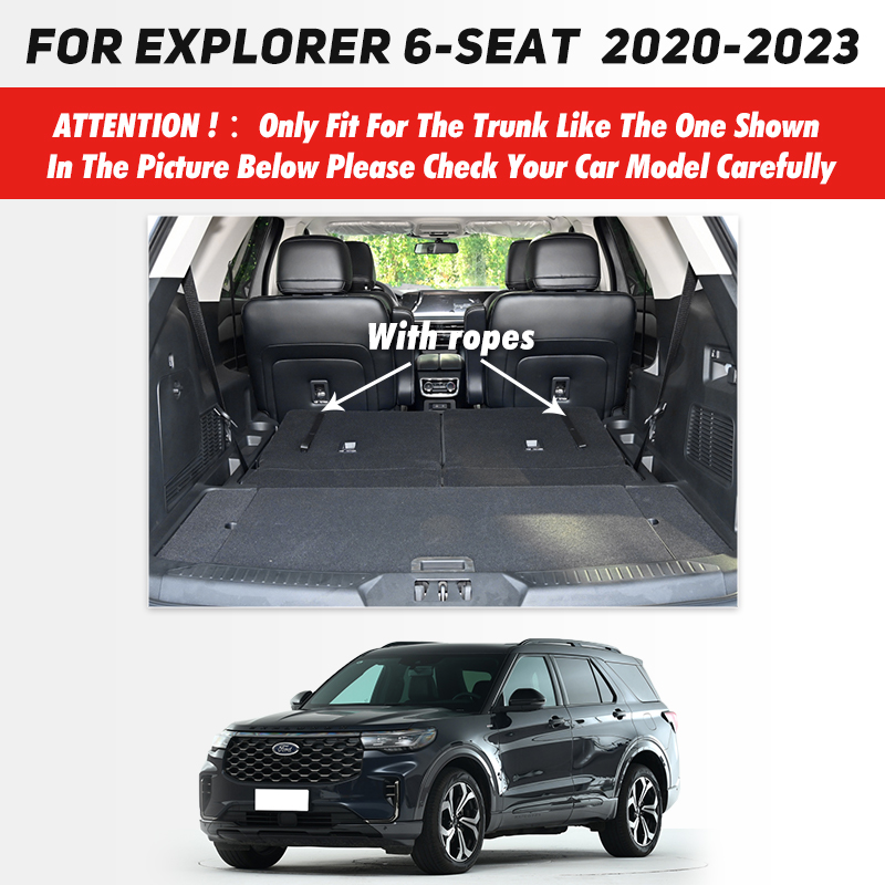 Auto Full Coverage Trunk Mat For Ford Explorer 6-Seat 2020-2023 22 Car Boot Cover Pad Cargo Liner Interior Protector Accessories 2b172