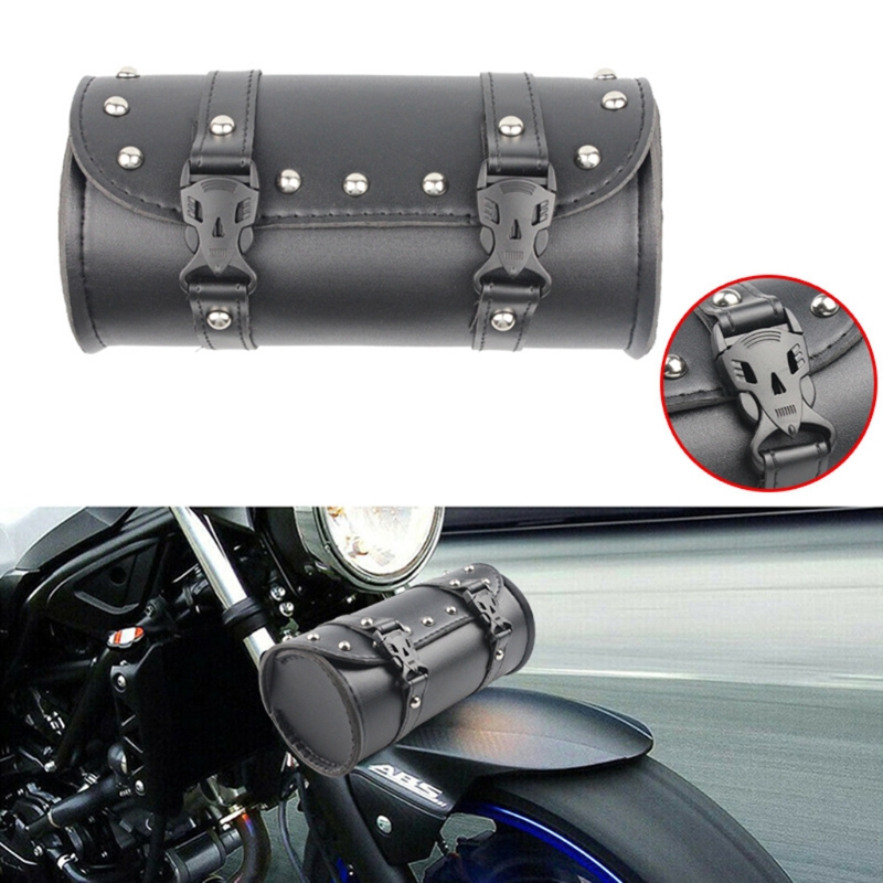 Motorcycle Fork Bag Waterproof Leather Autobike Saddlebags Handlebar Storage Tool Pouch Scooter Electric Bicycle Accessories