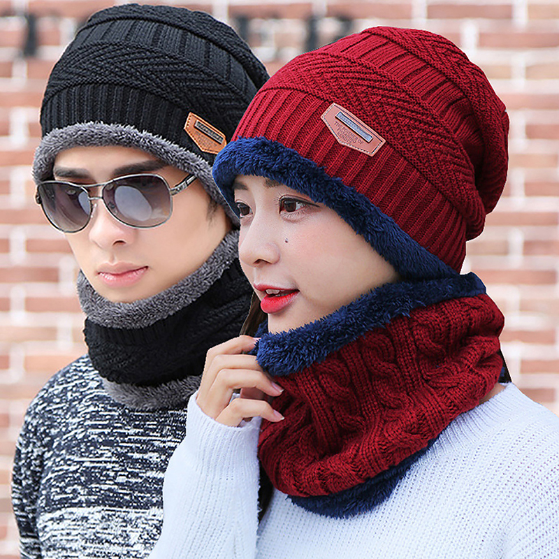 Winter Hats Knit Men And Women Fleece Scarf Outdoor Riding Hat Warm Thickening Plus Veet Neck Protect Cap