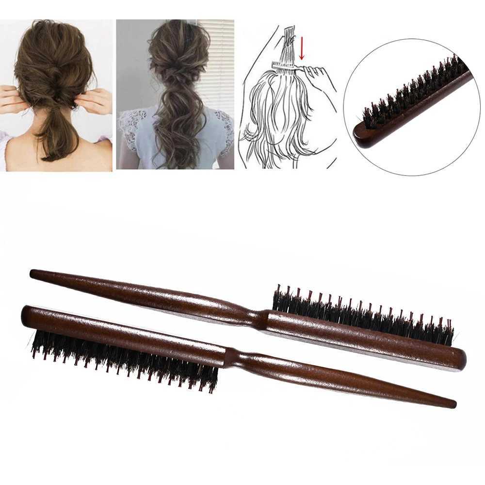 Professional salon teasing hair brush fine wood line comb eyelash extension hairstyle styling tools DIY W241112