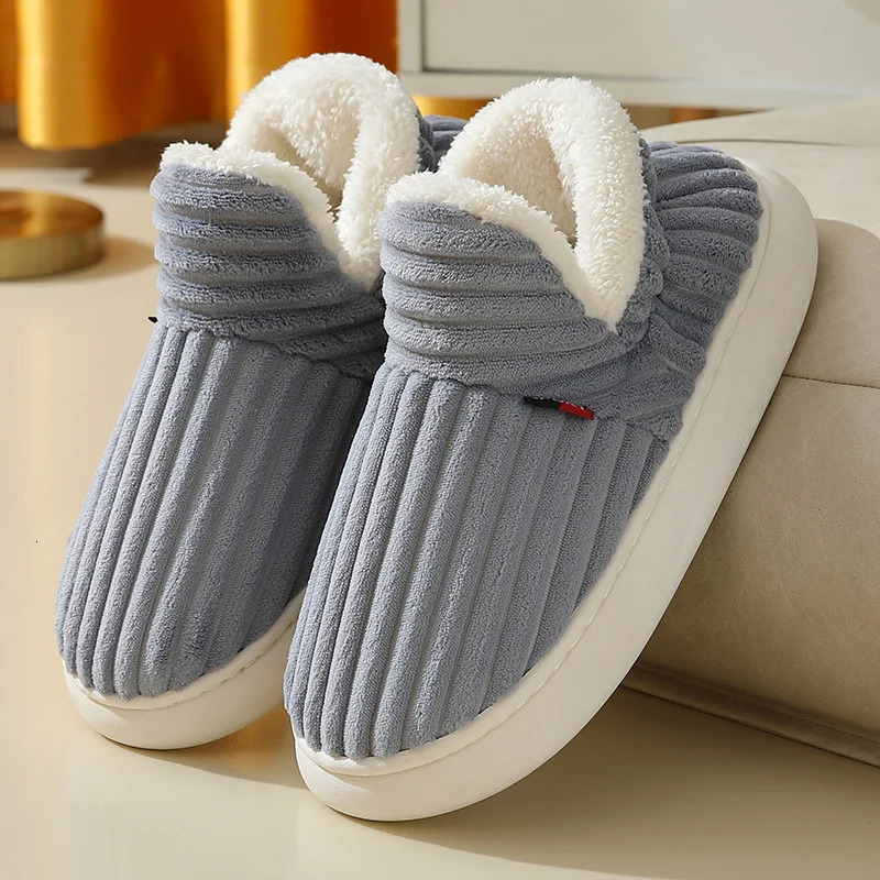 Unisex Home Men Cotton Slippers 2024 Winter Plus Size 36-47 Casual Plush Shoes Warm Velvet Sneakers Men Women Snow Boots 241112