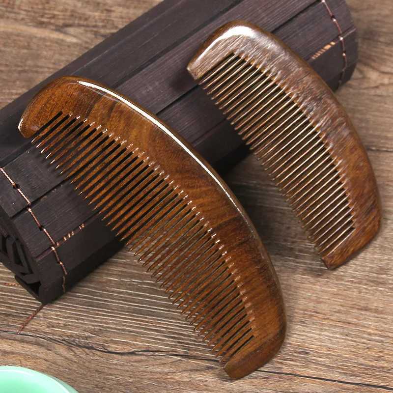 Wooden comb big black gold silk sandals wooden comb anti hair wide teeth home straight curly hair portable comb letter W241112