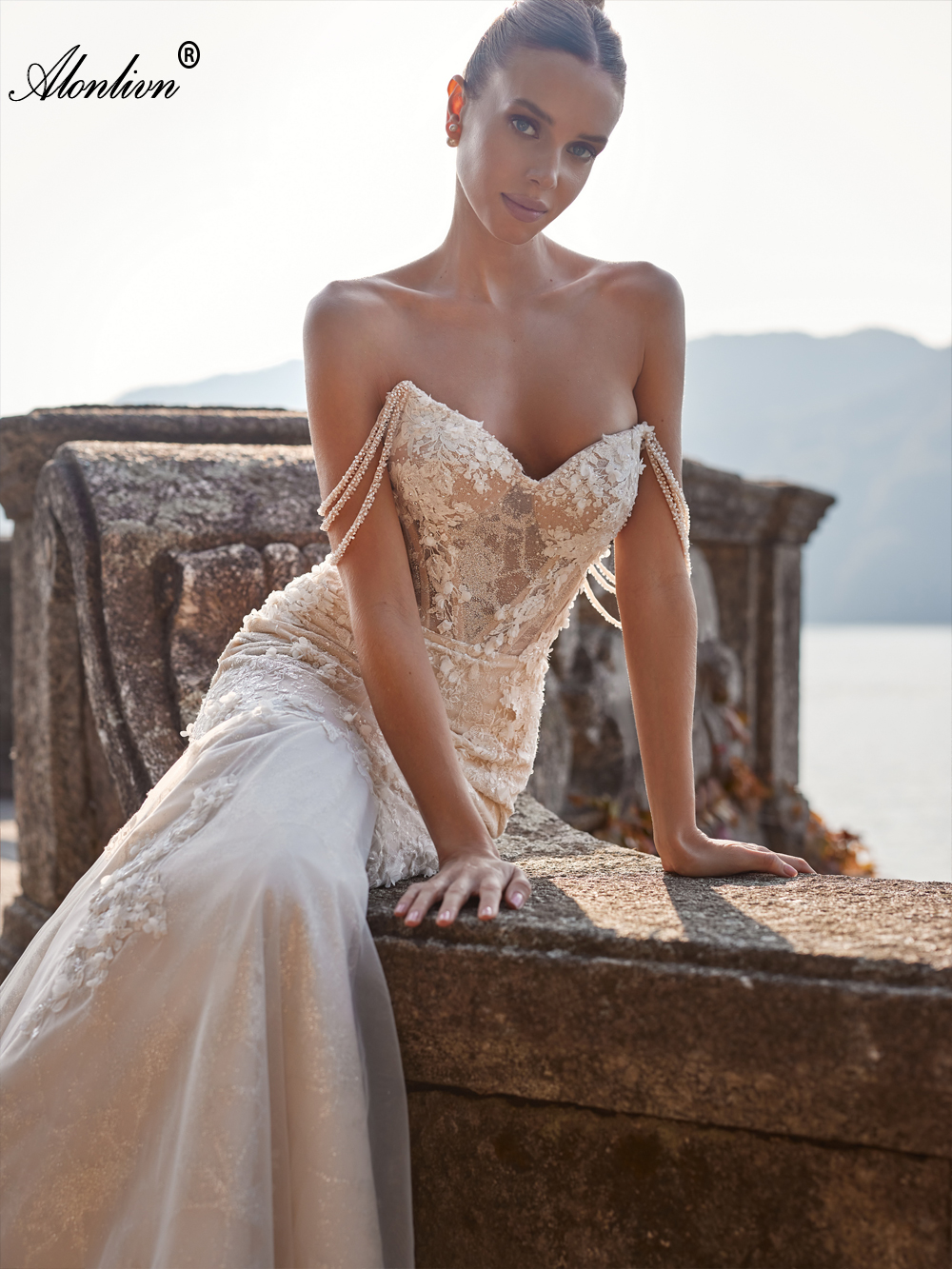 Beauty Beading 3D Appliques Lace Sweetheart Mermaid Wedding Dresses With Detachable Full Sleeves Trumpet Bridal Gowns 2024