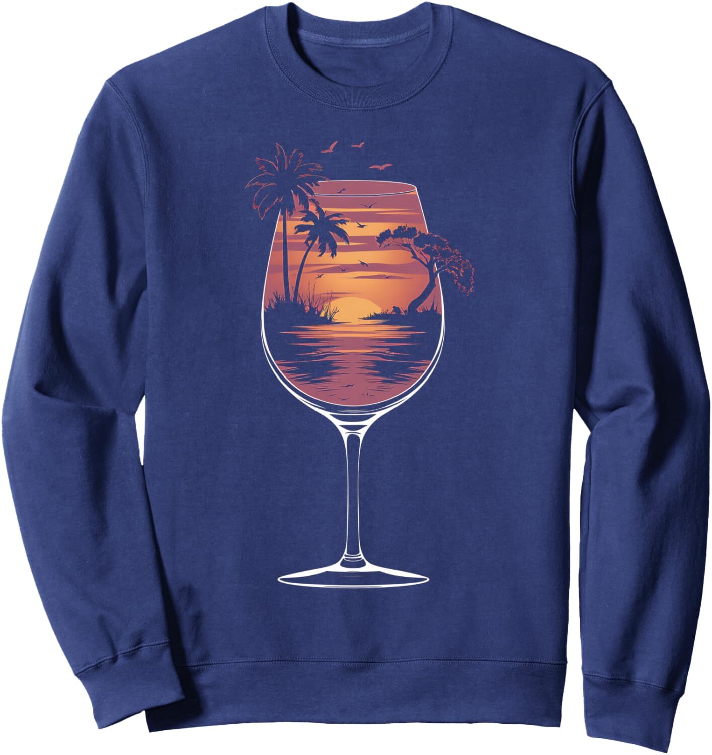 Long Sleeve Shirts for Men sweatshirt Beach Sunset Palm Tree Ocean Wine Lover Summer Vacation Sweatshirt T shirt Tee Streetwear Casual tops clothes