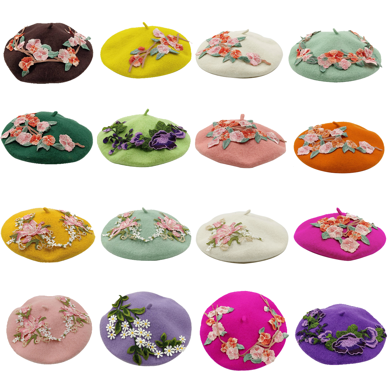 Embroidered Decal Beret 2023 Autumn/Winter New Korean Fruit Pumpkin Hat Cute Soft Girl Little Leaf Painter Hat Woolen Beret 1cca6