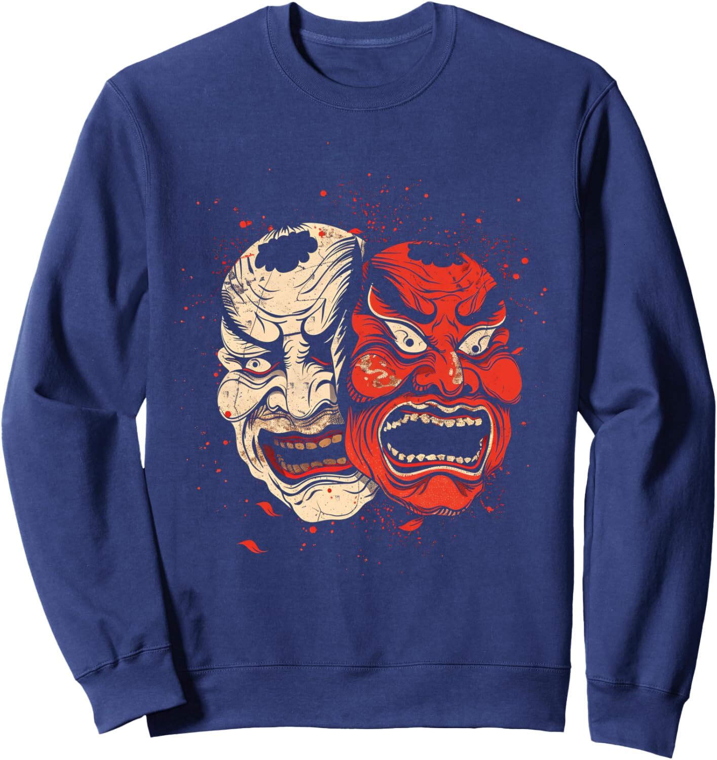 Long Sleeve Shirts for Men sweatshirt Japanese Kabuki Theater Drama Masks Japan Cool Japanophile Sweatshirt T shirt Tee Streetwear Casual tops clothes