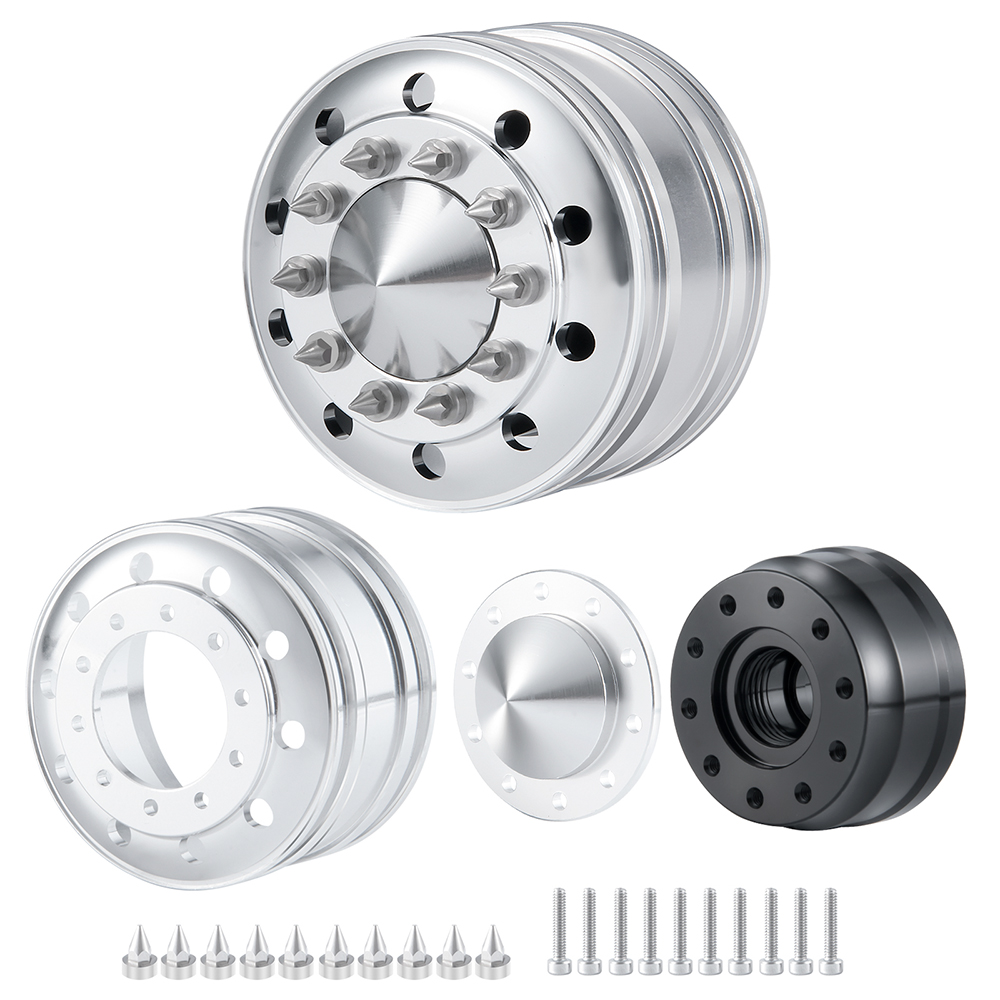 TRINOOD Aluminum Front Wheel Hub Rims for 1/14 Tamiya Truck Tractor VOO MAN 770S R470 R620 FH12 Upgrade Parts