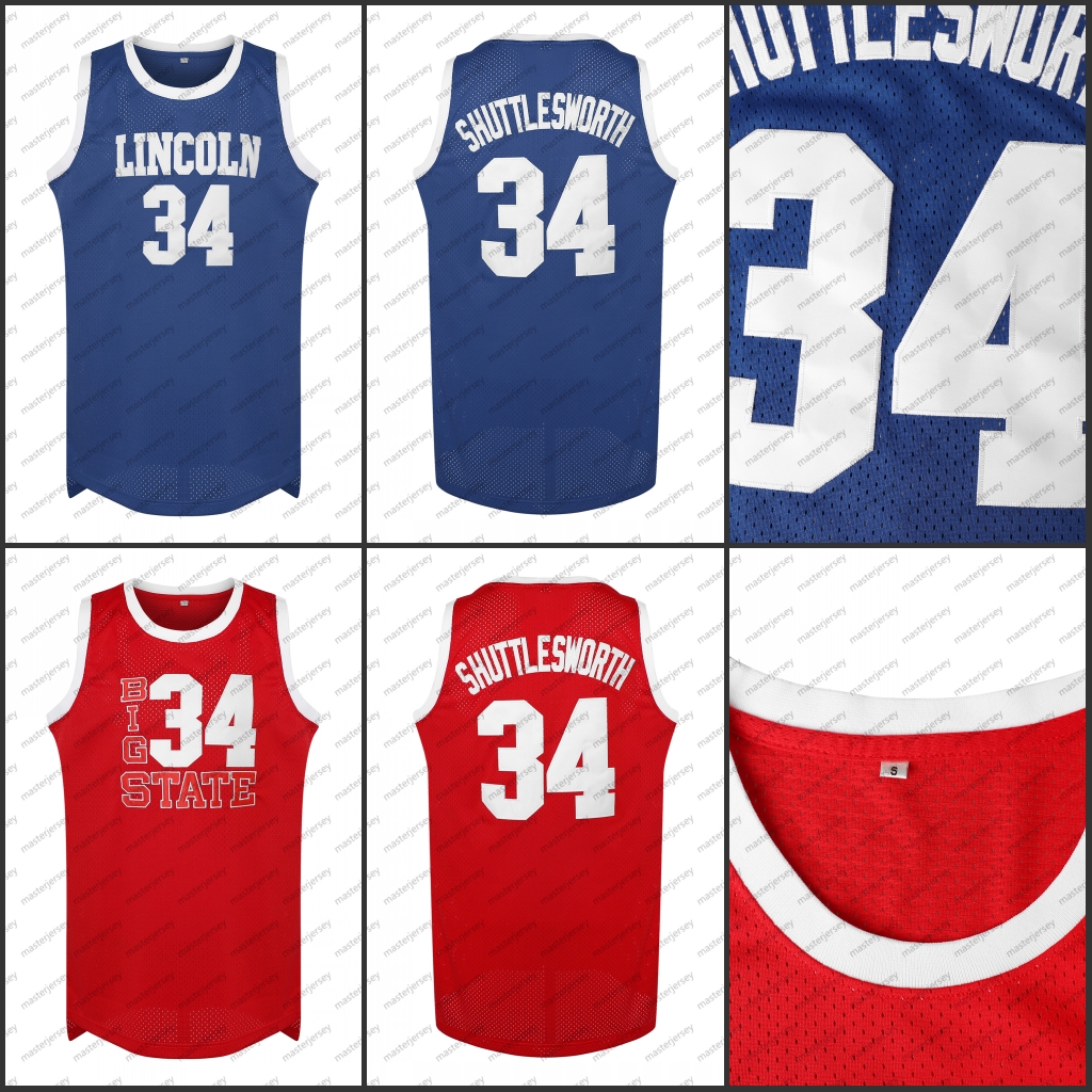 #34 SHUTTLESWORTH Men's Basketball Jersey Sweatshirt - Embroidered Movie Mesh Letters & Numbers, Crew Neck Sleeveless Training Vest, Loose Fit At