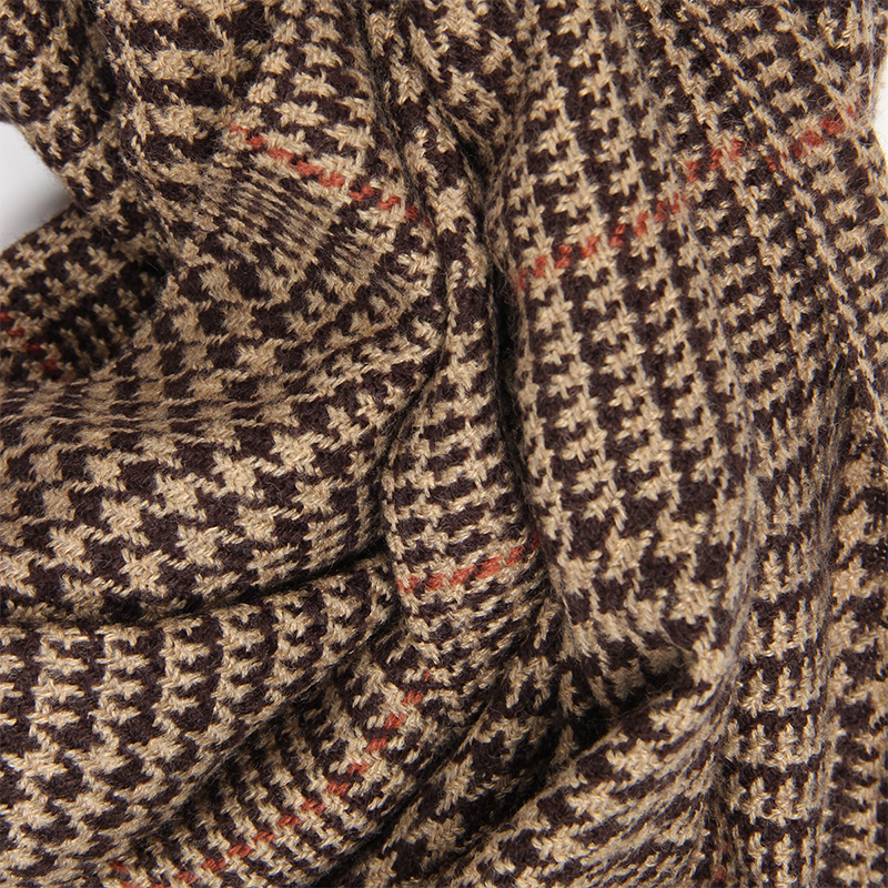 Real Wool Women Plaid Scarf Winter Pashmina Shawls Cashmere Thick Wraps Lady Tassel Warm Scarves Female Hairy Bufanda Stole 5