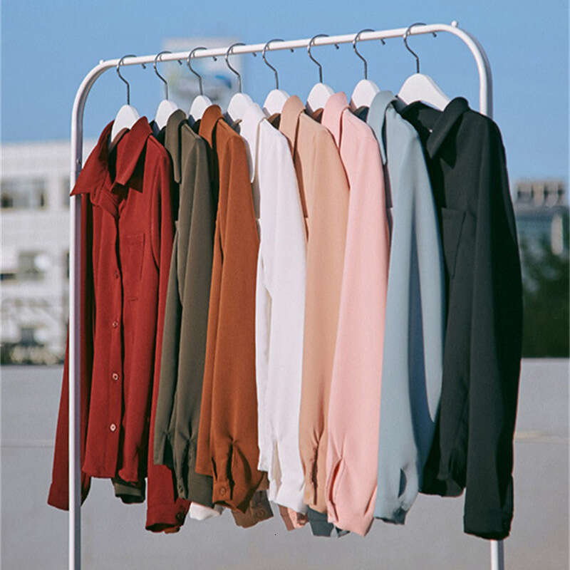 2024 Spring and Autumn New Korean Edition Versatile Slim Fit Look Bottom Top White Chiffon Long Sleeve Shirt