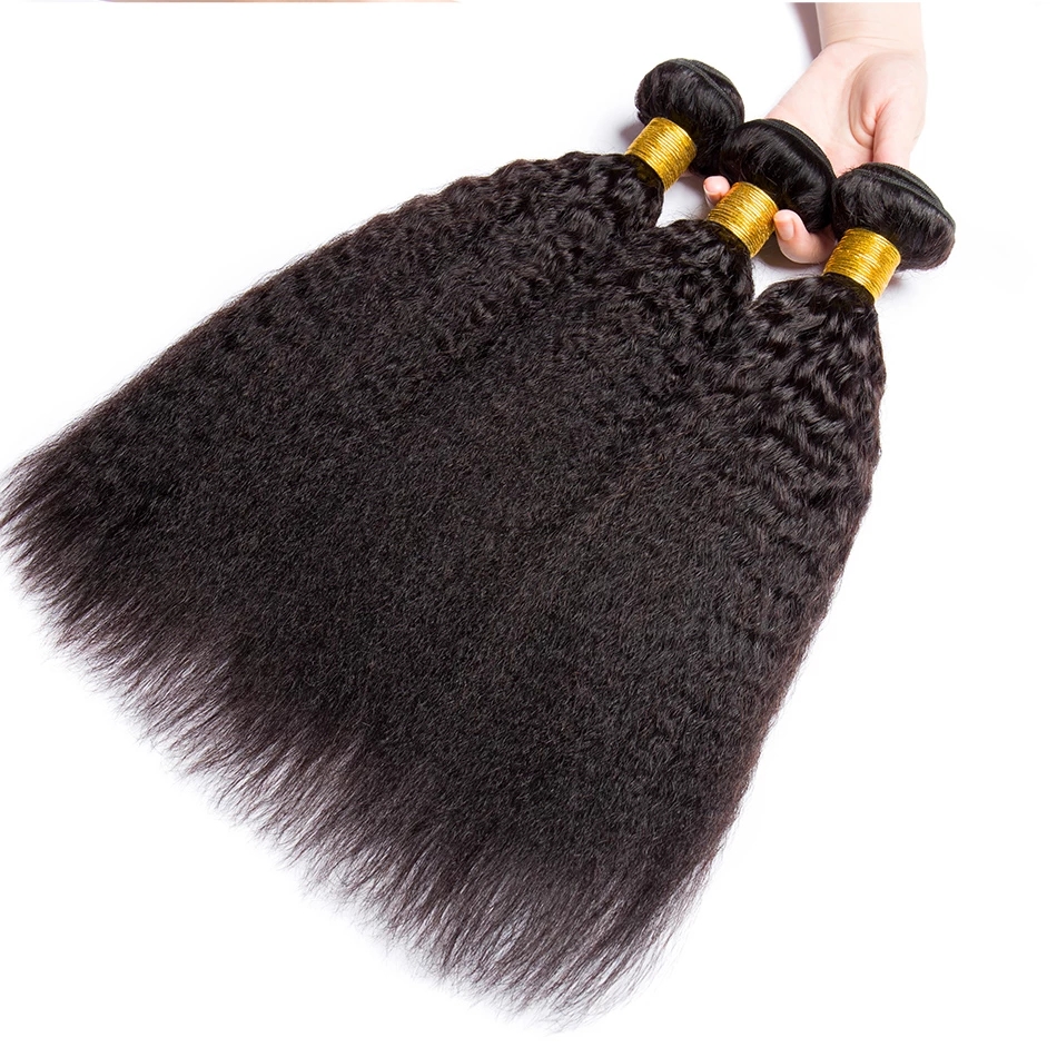 32 Inch Kinky Straight Human Hair Bundles Peruvian Raw Hair Weave 1/3/4 Bundles Deal Natural Yaki Straight Bundles Human Hair 5e775