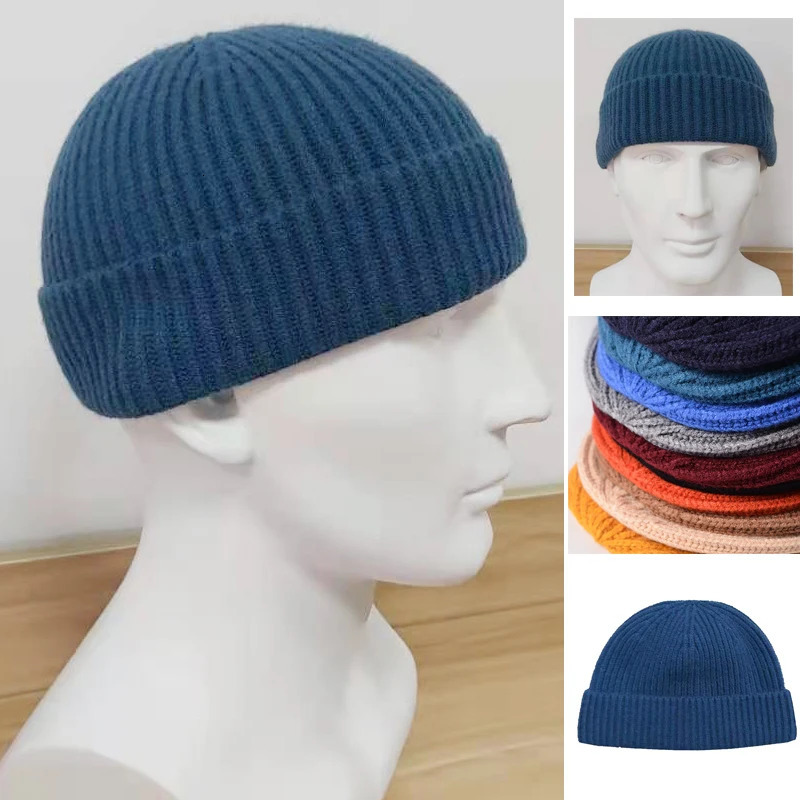 Winter Hats for Men Beanies Skullies Solid Color Short Mens Hat Skullcaps Knitted Gorros 241112
