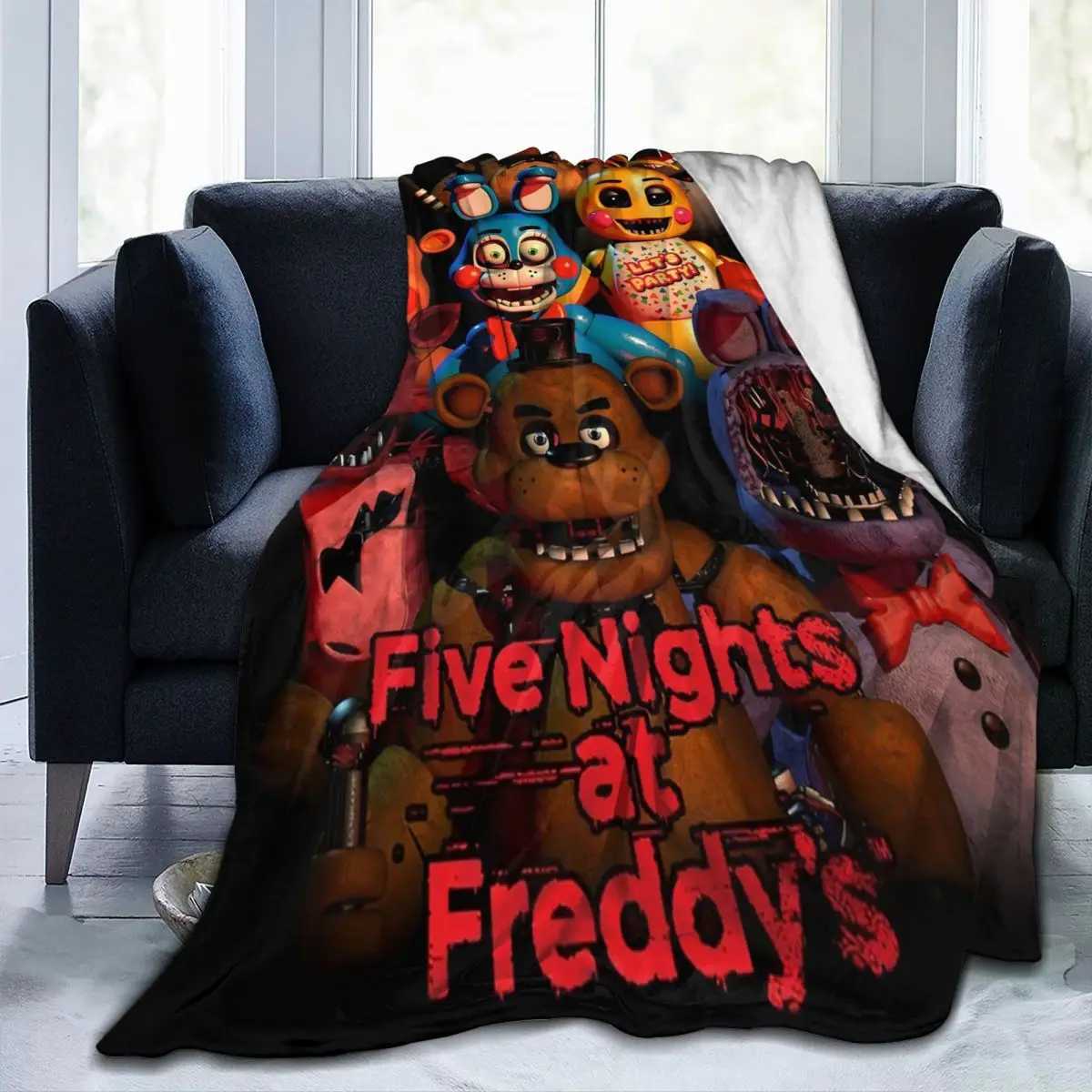Five Nights Horror Game Blanket Fleece Spring/Autumn Cartoon Freddys Lightweight Thin Throw Blankets for Sofa Bedroom Rug PieceXJ241111