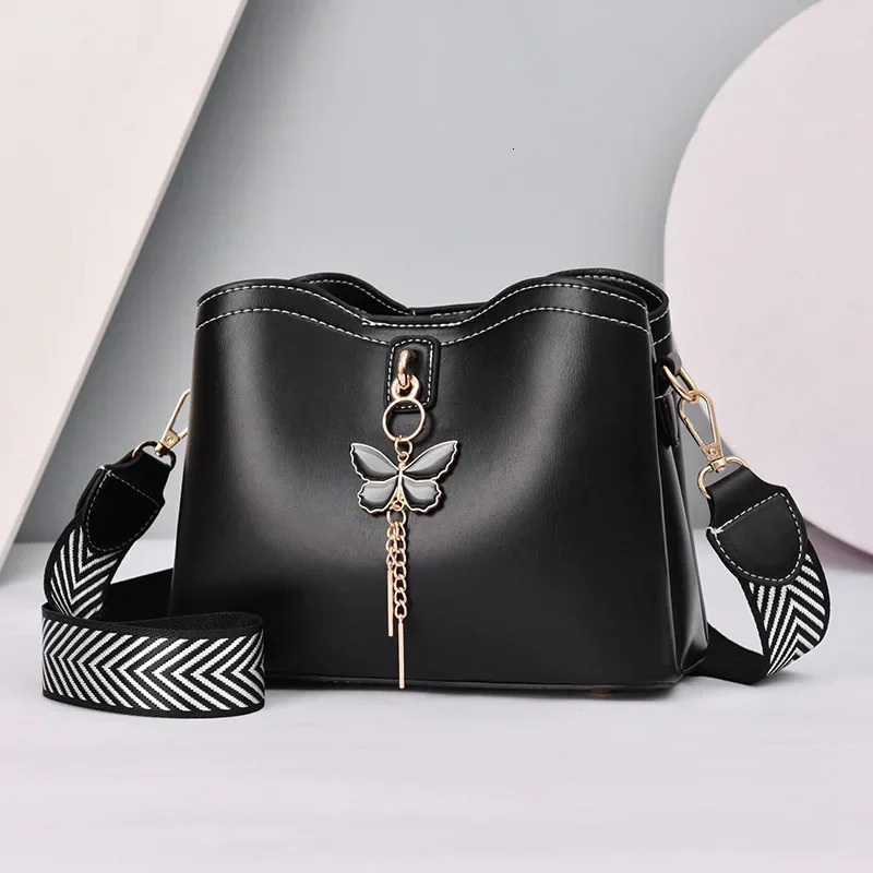 Women White Handbag ner Butterfly Tassel PU Leather Messenger Bags Ladies Crossbody Female Tote Shoulder Bag 241111