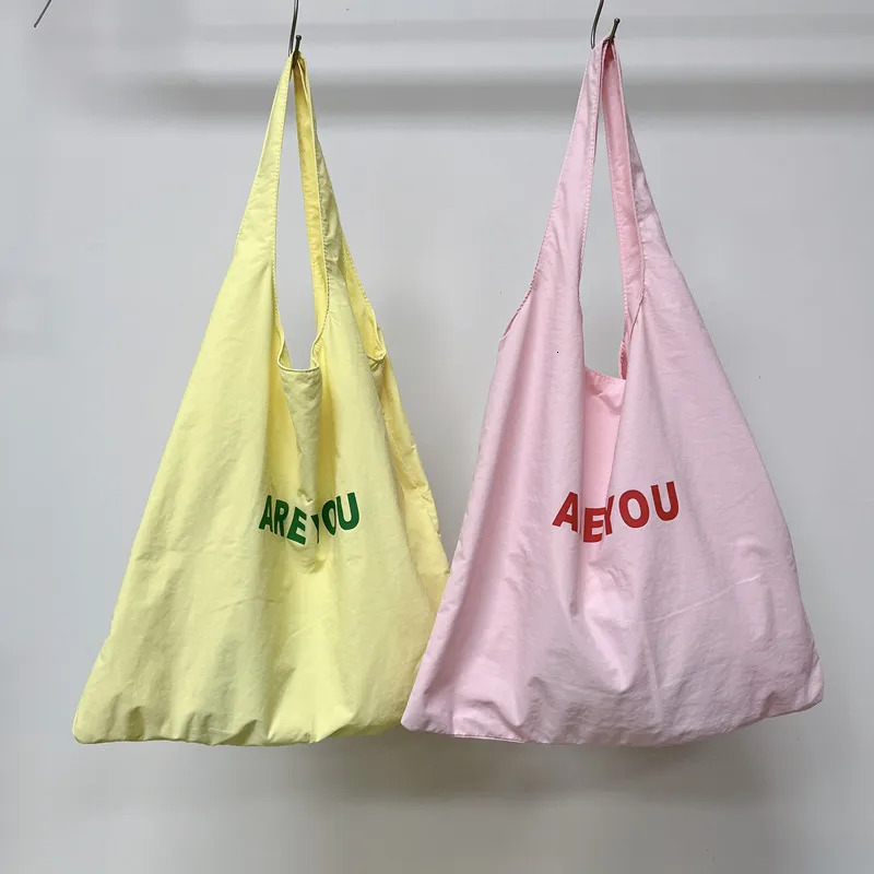 Korean style womens fashion letter printed shoulder bag summer adult you are canvas large capacity underwear bag 241111