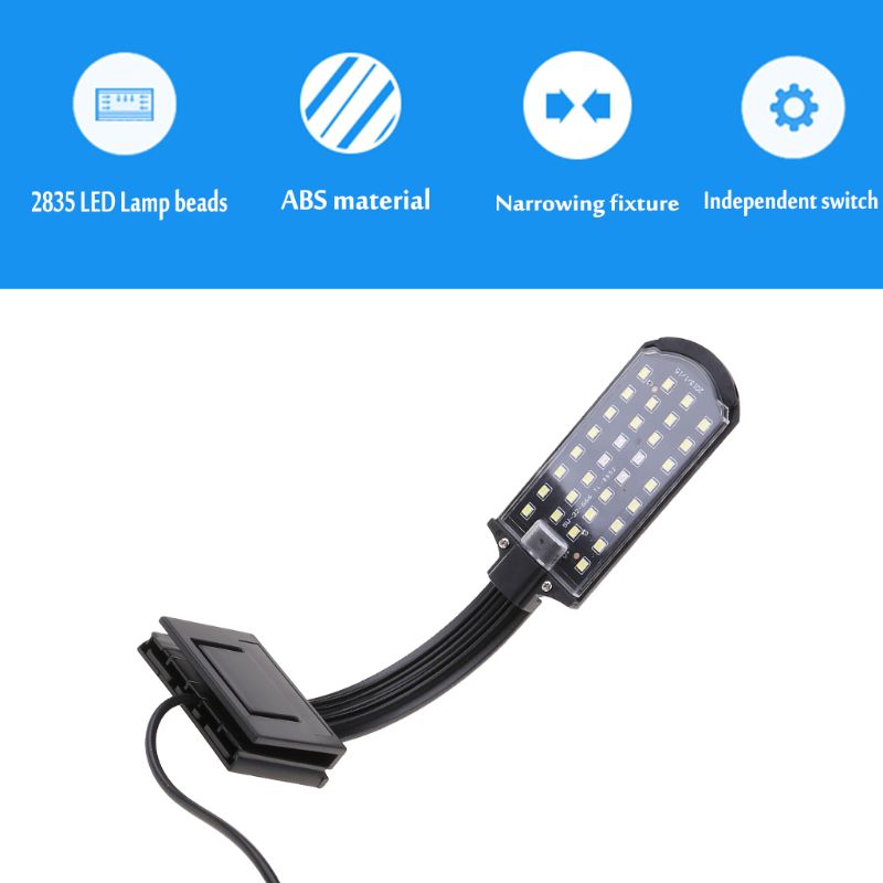 Aquarium LED Clamp Light High Brightness White & Blue Lighting Energy Saving 32 Beads Small Lamp for Nano Fish DropShipping
