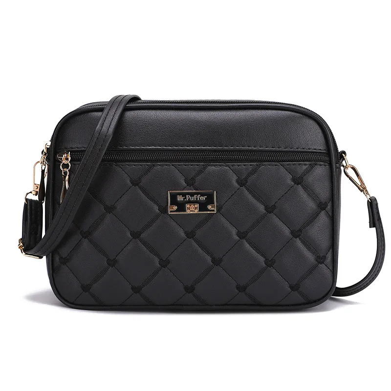 Female y Black Crossbody Shoulder Bag Lady Elegant pu Leather Lattice Trending Small Capacity Square Handbag 241111