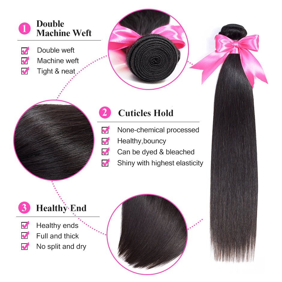 Brazilian Straight Hair Extensions Remy Hair Weave Bundles Nature Color 1/3/4 Bundles Thick Straight Human Hair Bundles 5743b