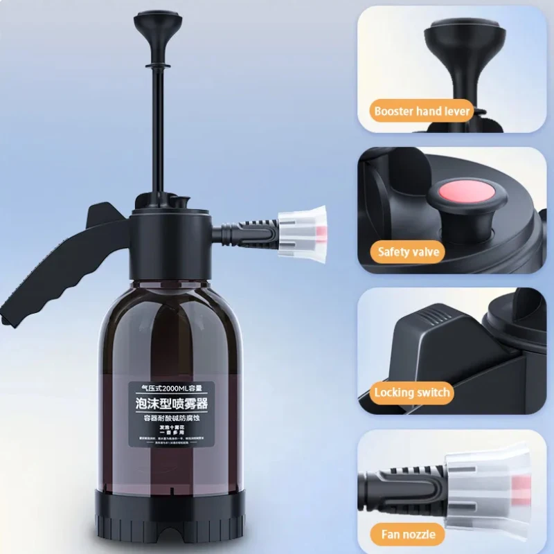 Car Foam Sprayer High/Air Pressure Washer Hand Pump Foam Sprayer Car Wash Pneumatic Bottle 2L Snow Foam Pot Can Clean Accessory