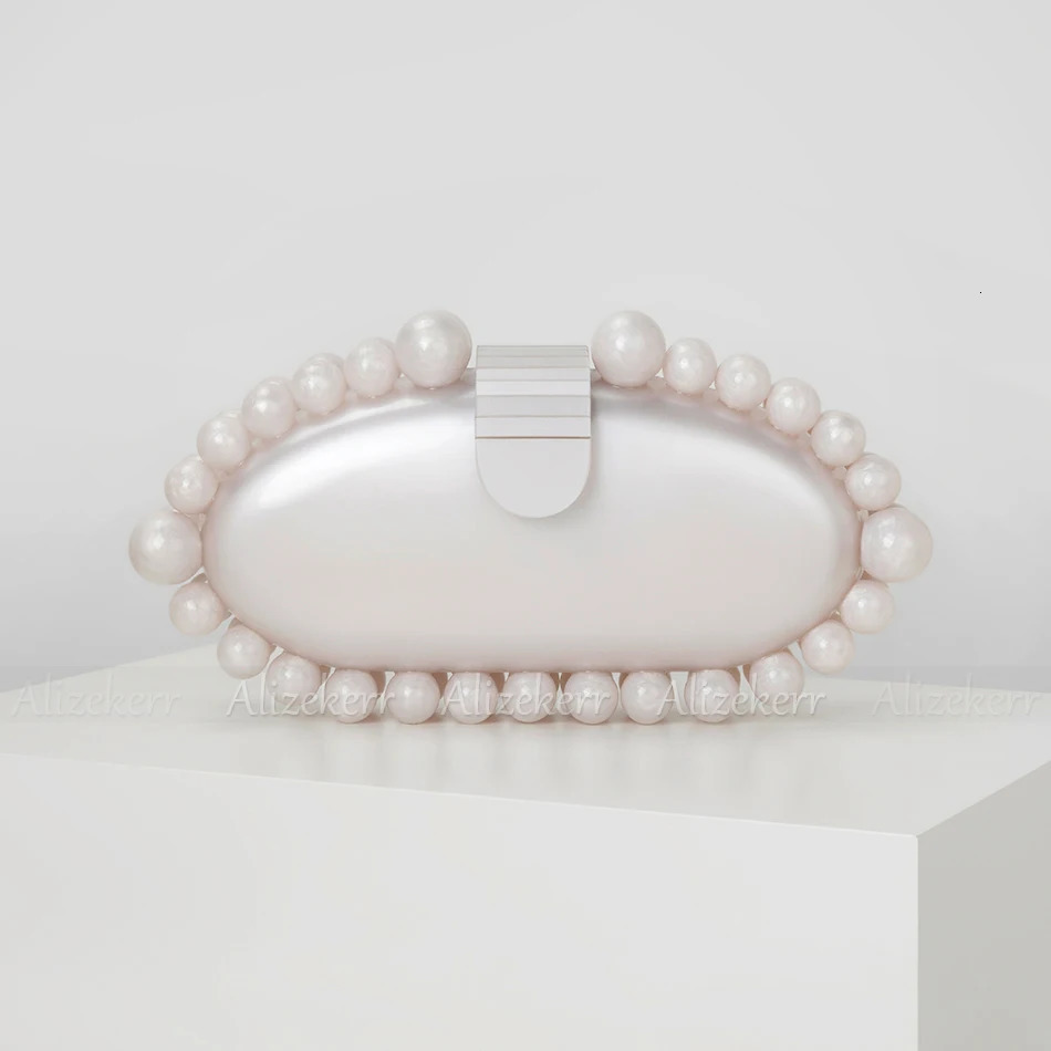 Alizekerr Beaded Acrylic Box Evening Clutch Bags Women er Beads Oval Purses And Handbags High Quality Wedding Party 241112